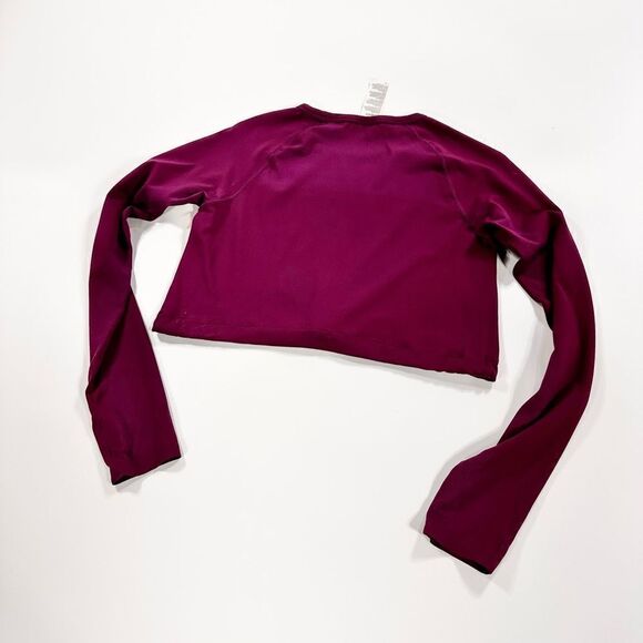 Gymshark purple sweat seamless cinch waist crop top long sleeve shirt S - Picture 2 of 10